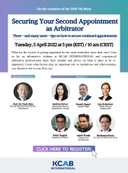[Webinar] Securing Your Second Appointment as Arbitrator