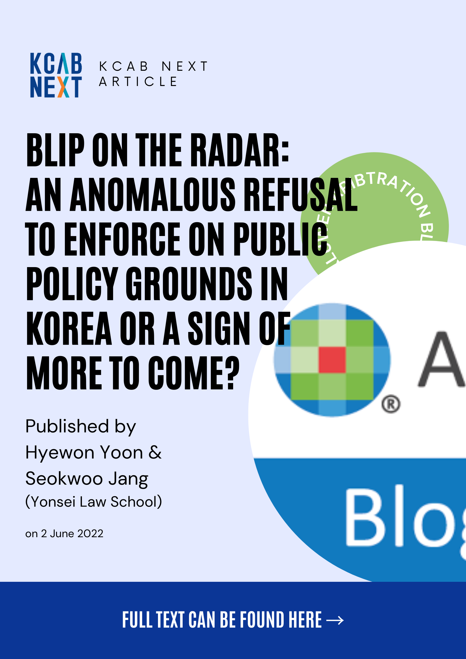 [Article] Blip on the Radar: An Anomalous Refusal to Enforce on Public Policy Grounds in Korea or a Sign of More to Come?